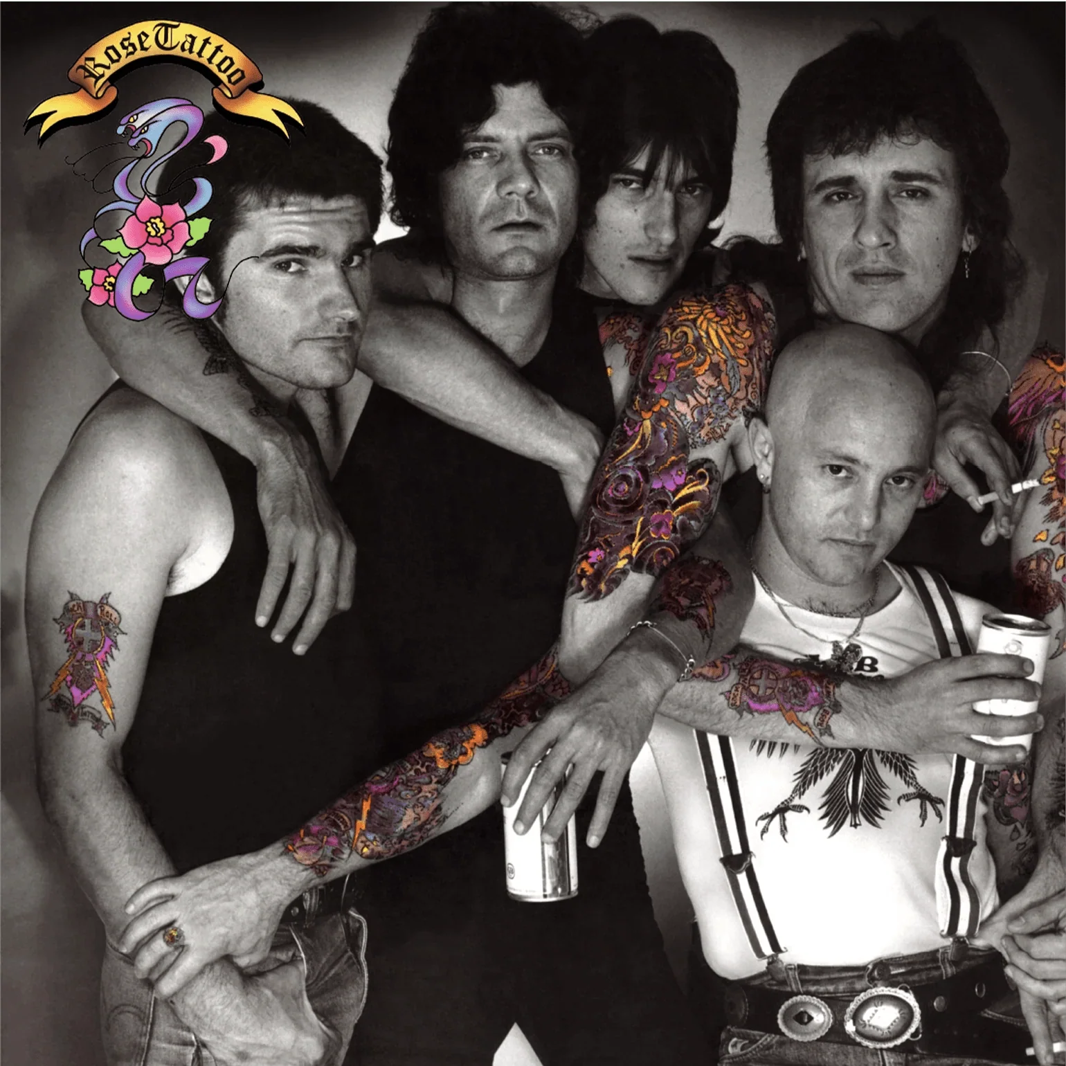 ROSE TATTOO - ASSAULT & BATTERY White & Black Swirl Colored Vinyl LP - Image 2